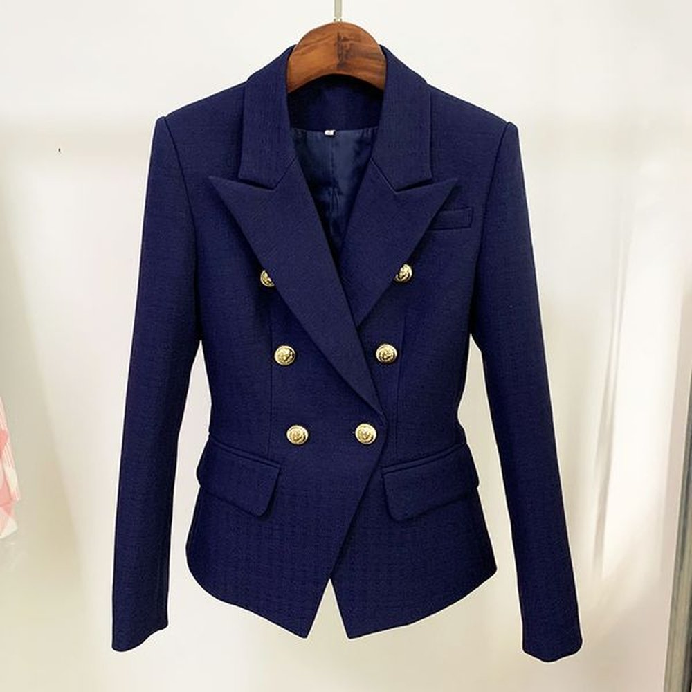 high street est classic fashion jacket womens silver lion button
