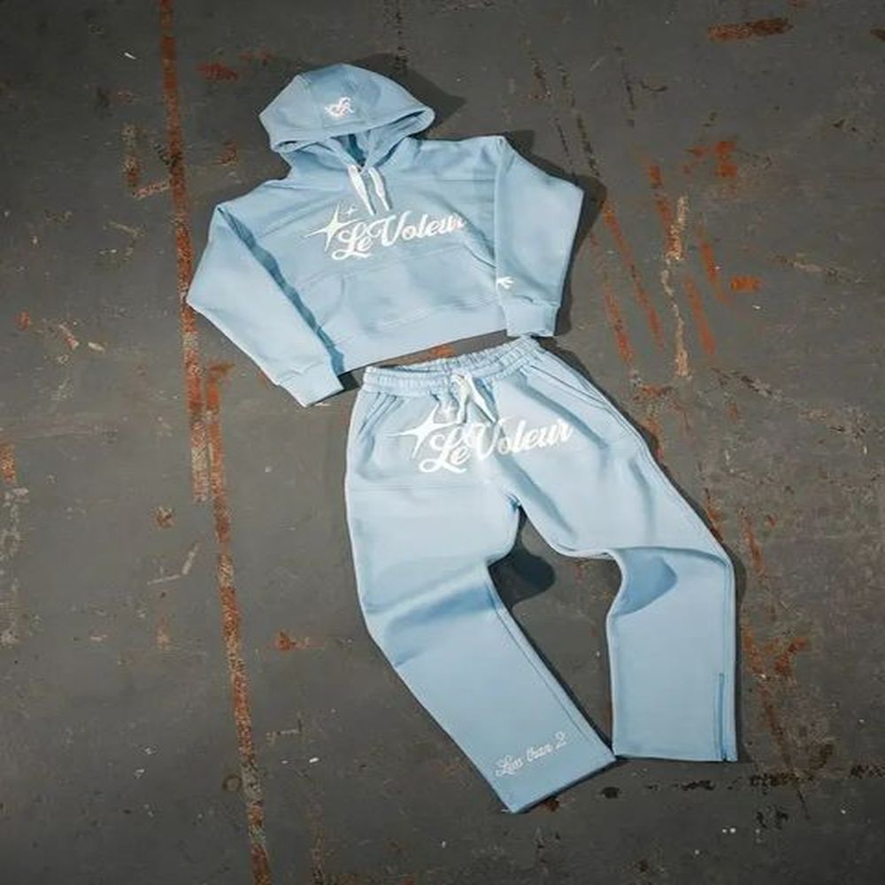 High Street Fashion Sportswear Letter Print Simple Hoodie Suit Mens Y2K American Casual Loose Oversized Sweatshirt Pants 241205