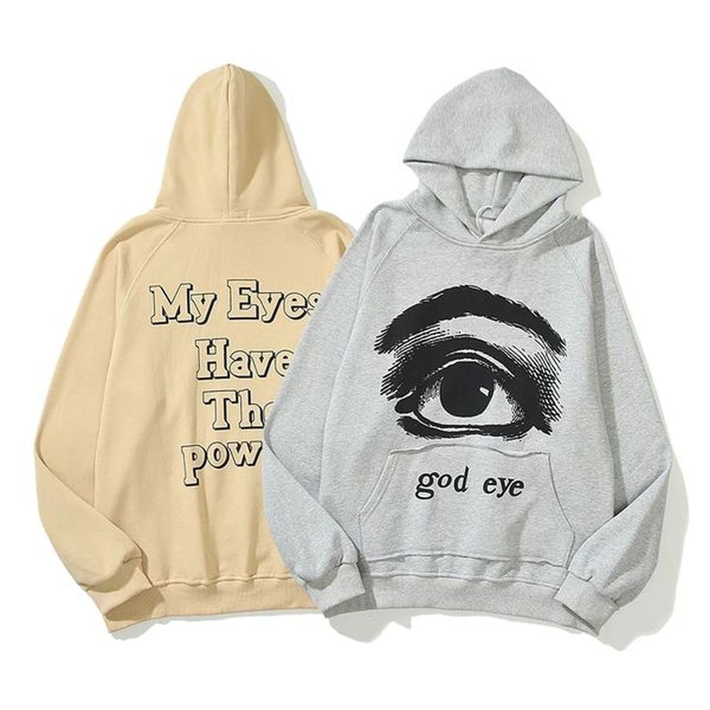 High Street God Eye Letter Print Fleece Casual Spring Autumn Hoodie Couple Harajuku Stranger Things Oversize hoodie Mens Swearshirts