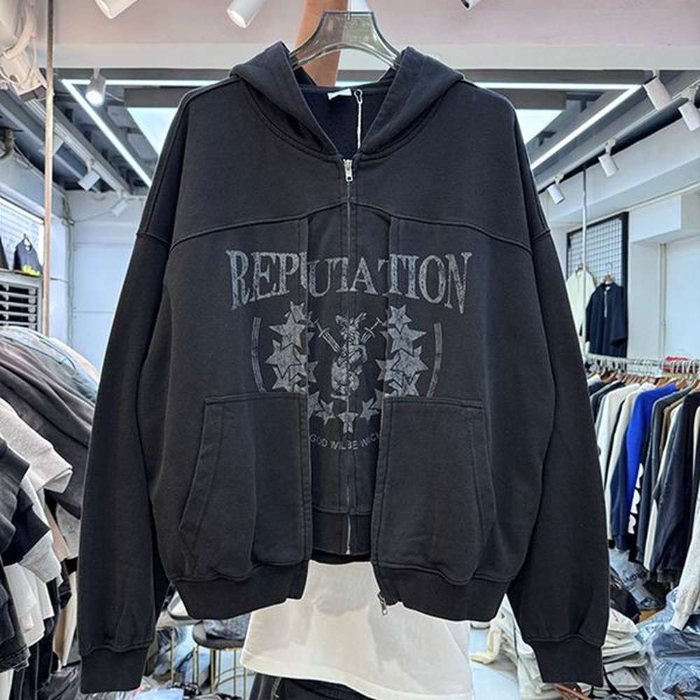 High Street Sweatshirt Cotton Oversized Cardigan Hoodies Men Hooded Pullovers Real Pics 24FW