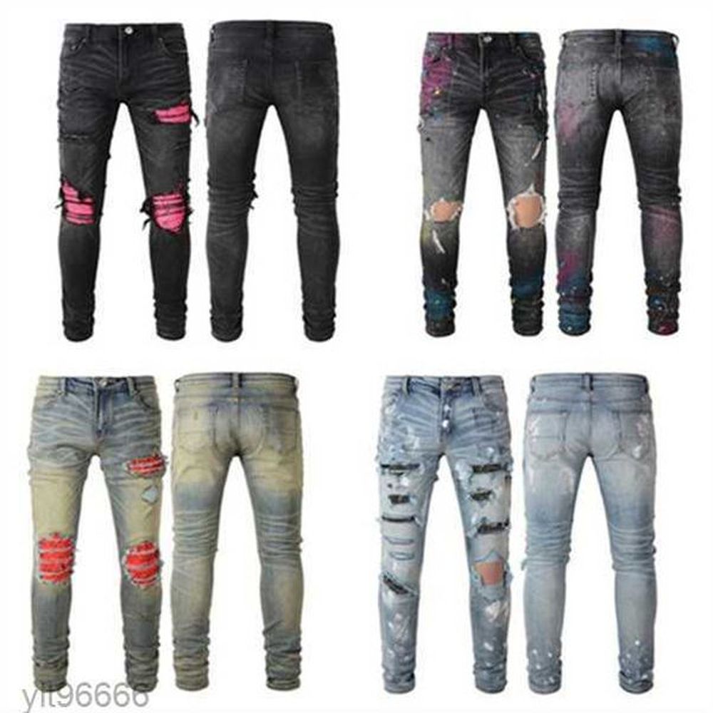 High Street Washed Jeans pants for women Embroidery pants Mens And Womens Oversize Ripped patch hole Size 30-40 Streetwear all year round