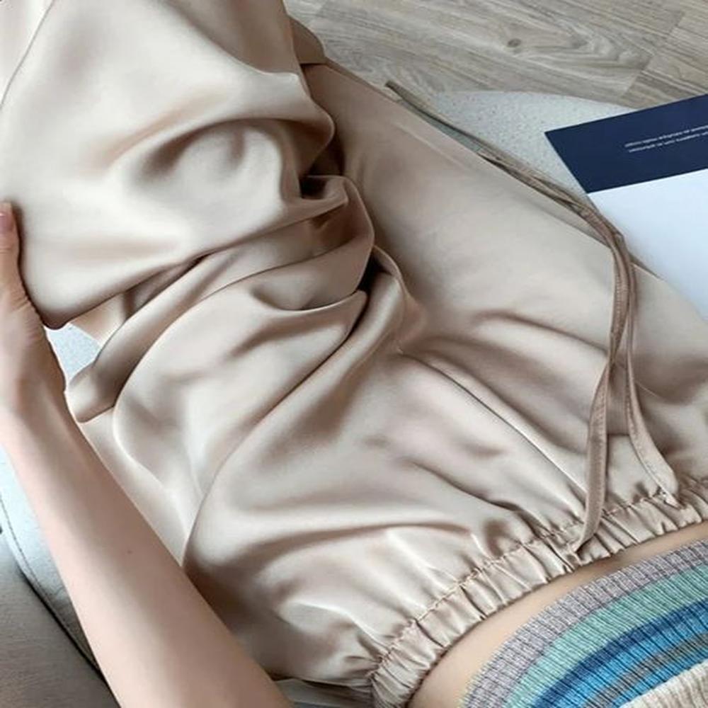 high waist womens wide leg pants summer satin casual ice