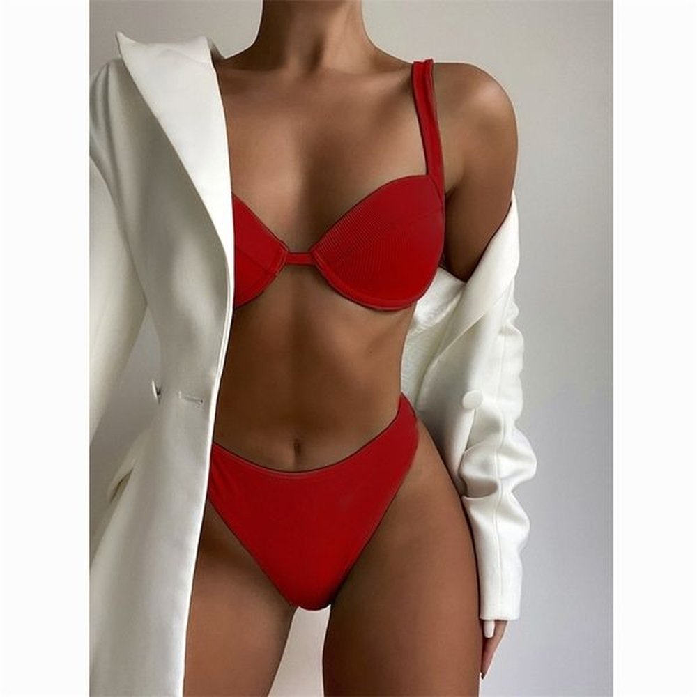 high waisted bikini push up swimsuit female set sexy women