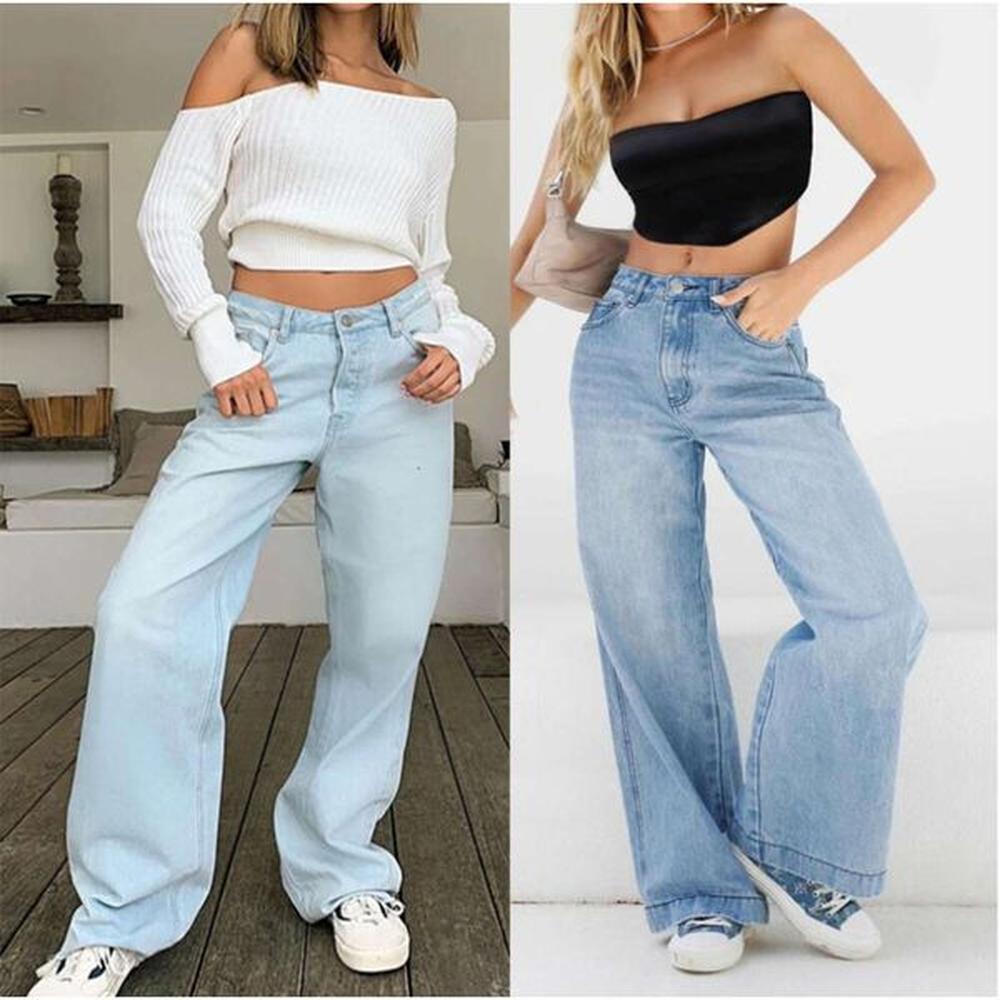 high waisted loose fitting wide leg womens jeans new
