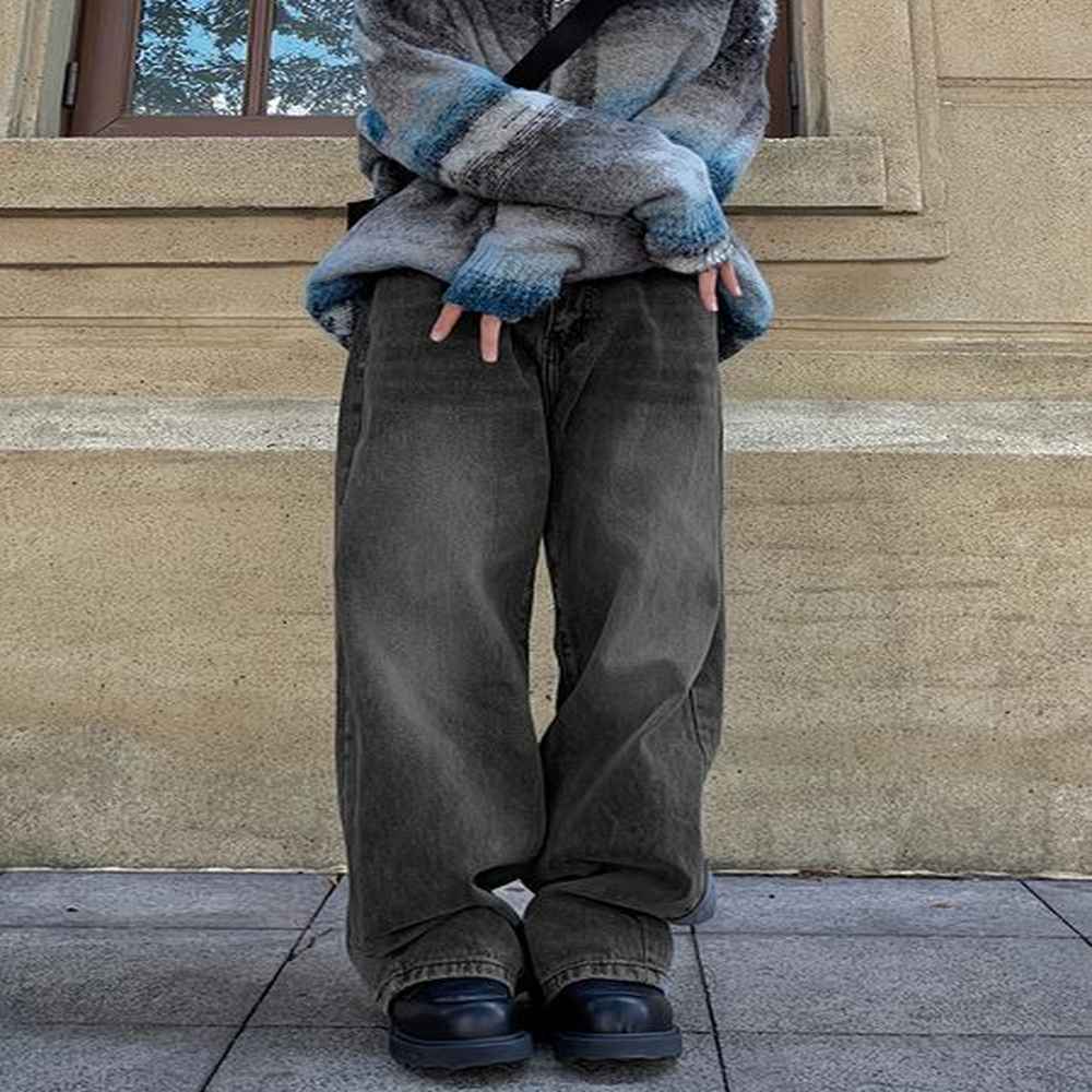 high waisted streetwear bag trouser womens straight wide leg pants