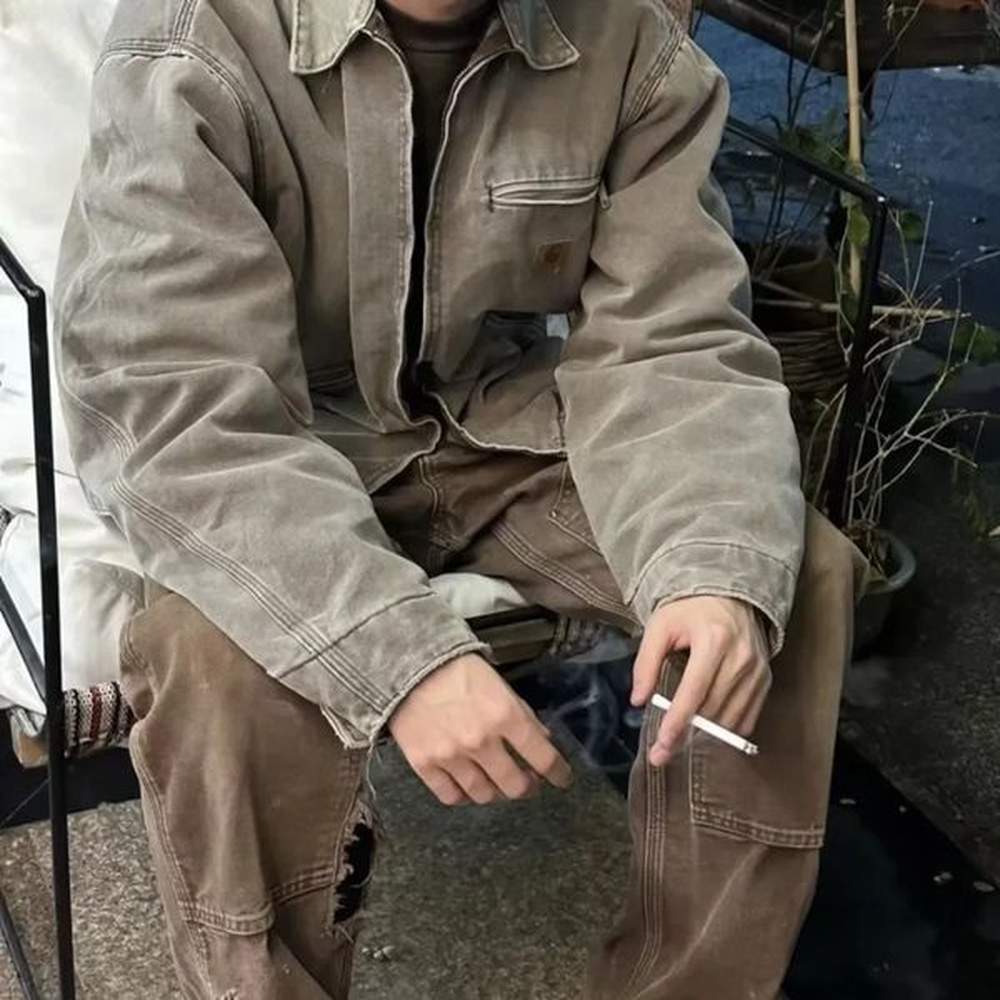 HighQuality Used J97Canva LooseFit Jacket Casual Scene Zipper Up Coat Free Size Non Causal Clothing From China 250208