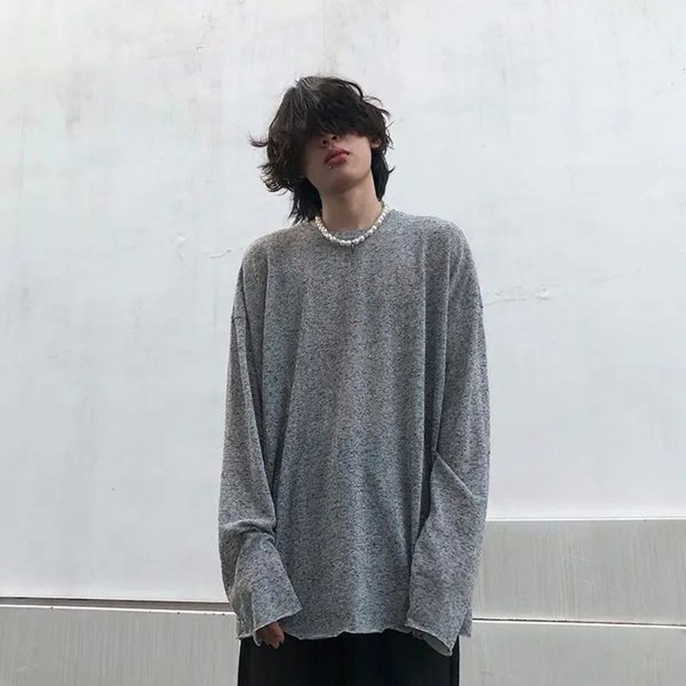 Hip hop high street men and women trendy personality simple round neck long sleeved couple loose retro casual T-shirt base top 241116