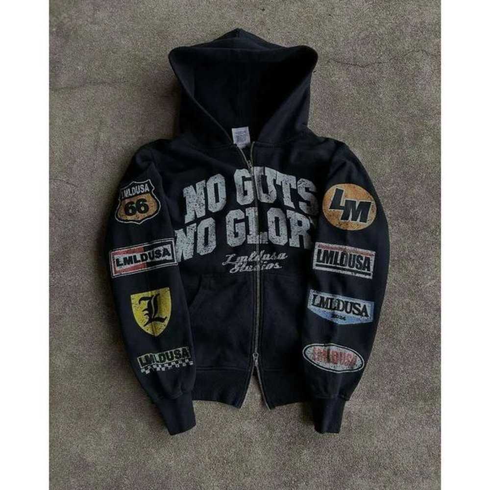 hip hop letter geometric pattern printed zipper cardigan baggy hoodies