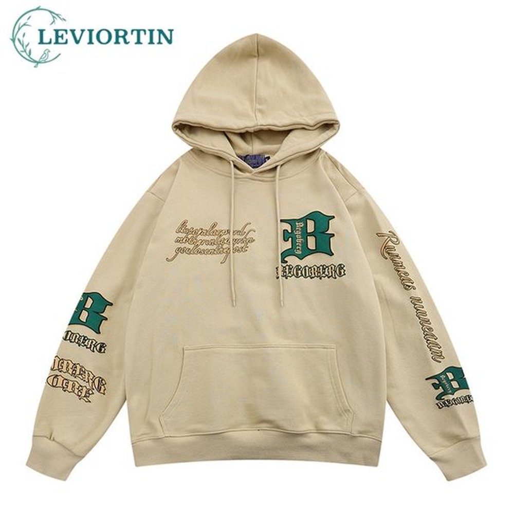 Hip Hop Mens Hoodie Sweatshirt Streetwear Vintage Letter Print Fleece Hooded Harajuku Cotton Pullover Hoodies Tops 220114