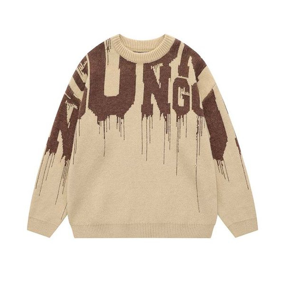 Hip Hop Sweater Y2K Grunge Harajuku Retro Knitted Letter Jumpers Sweaters Unisex Autumn Fashion Casual Loose Pullover Streetwear