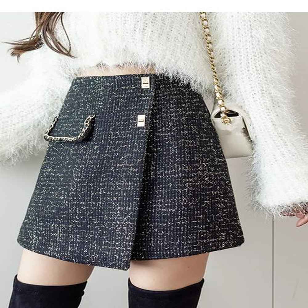 hma fashion small fragrant style woolen skirt autumn winter high