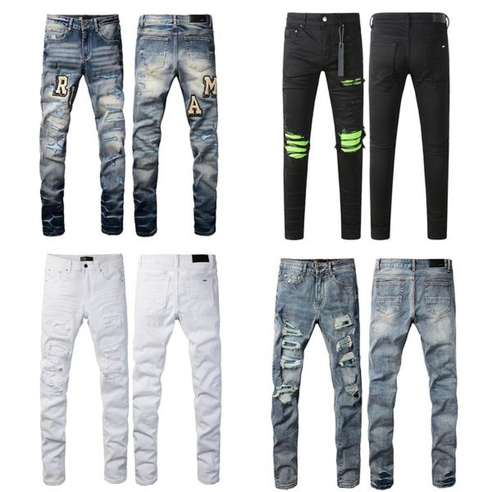 hole men jeans for mens pencil pants Long Pencil Pants Regular Mid Zipper Fly Medium Hole Cotton Solid Classic Sofener Midweight Daily Outfi