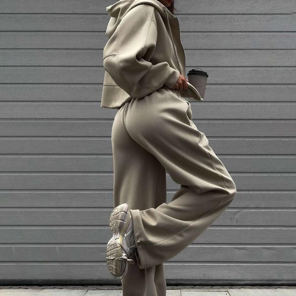 hooded fashion sports autumnwinter solid color zipper drawstring hoodie casual