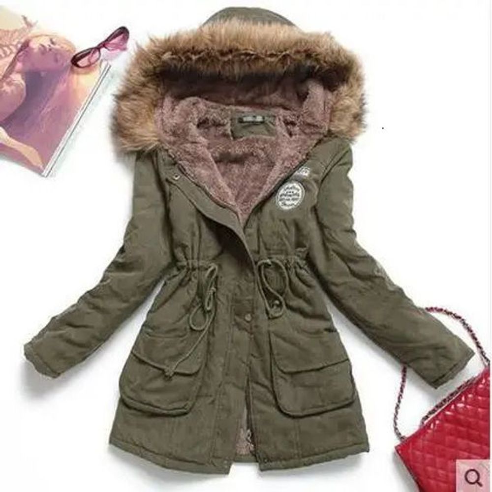 hooded wadded coat slim parka cottonpadded jacket overcoat winter women