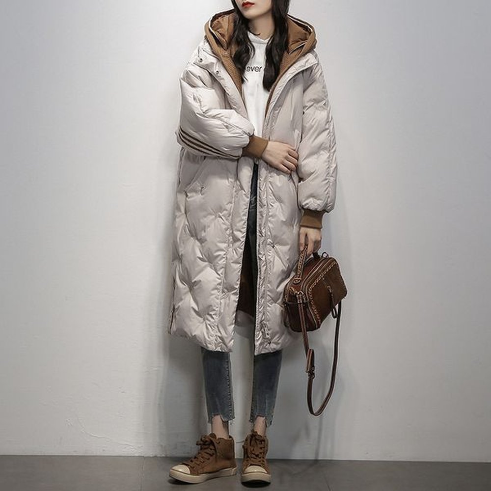 hooded warm down coat women long jacket winter loose jackets