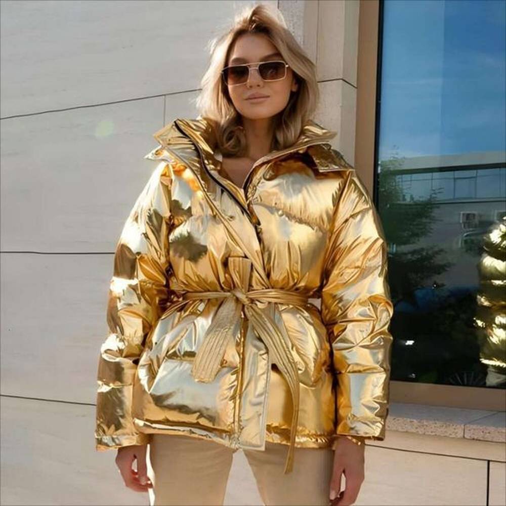 hooded womens sports outdoor glossy bread jacket autumn and winter