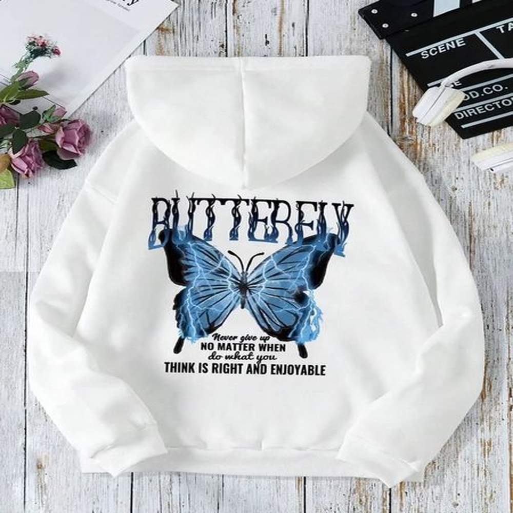 hoodie beautiful butterfly printed hoodie sweatshirt casual sweet beauty fashion