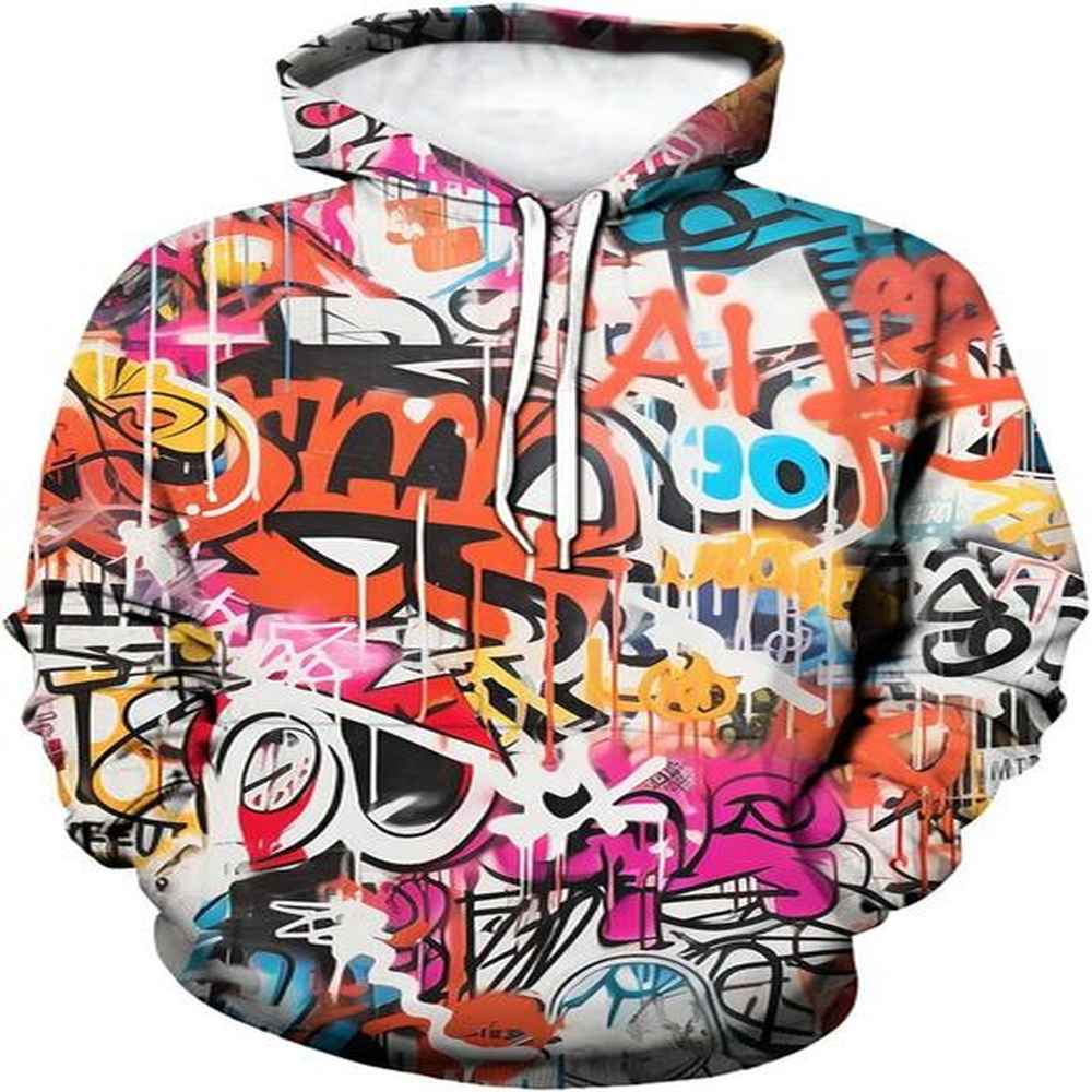 Hoodie for Mens Womens Mens Novelty Graffiti Cool Graphic Hoodies Hooded Colorful Totem Sweatshirts Pullover Graphic Hoodies sweatshirt Pull