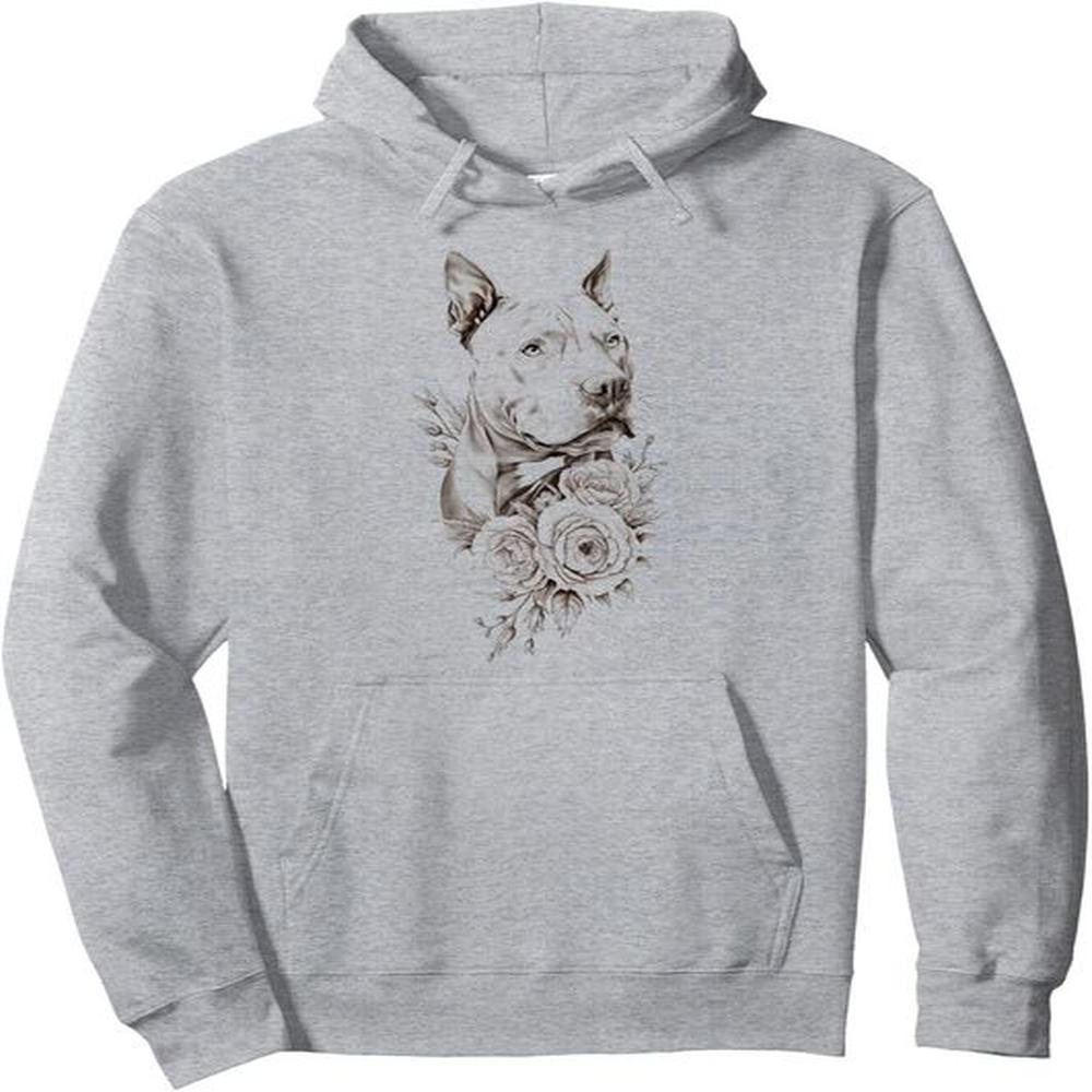 Hoodie for Mens Womens Pitbull Dog Lover Floral Flowers Pet Owner Gift Pullover Hoodie Graphic Hoodies sweatshirt Pullover Long Sleeve