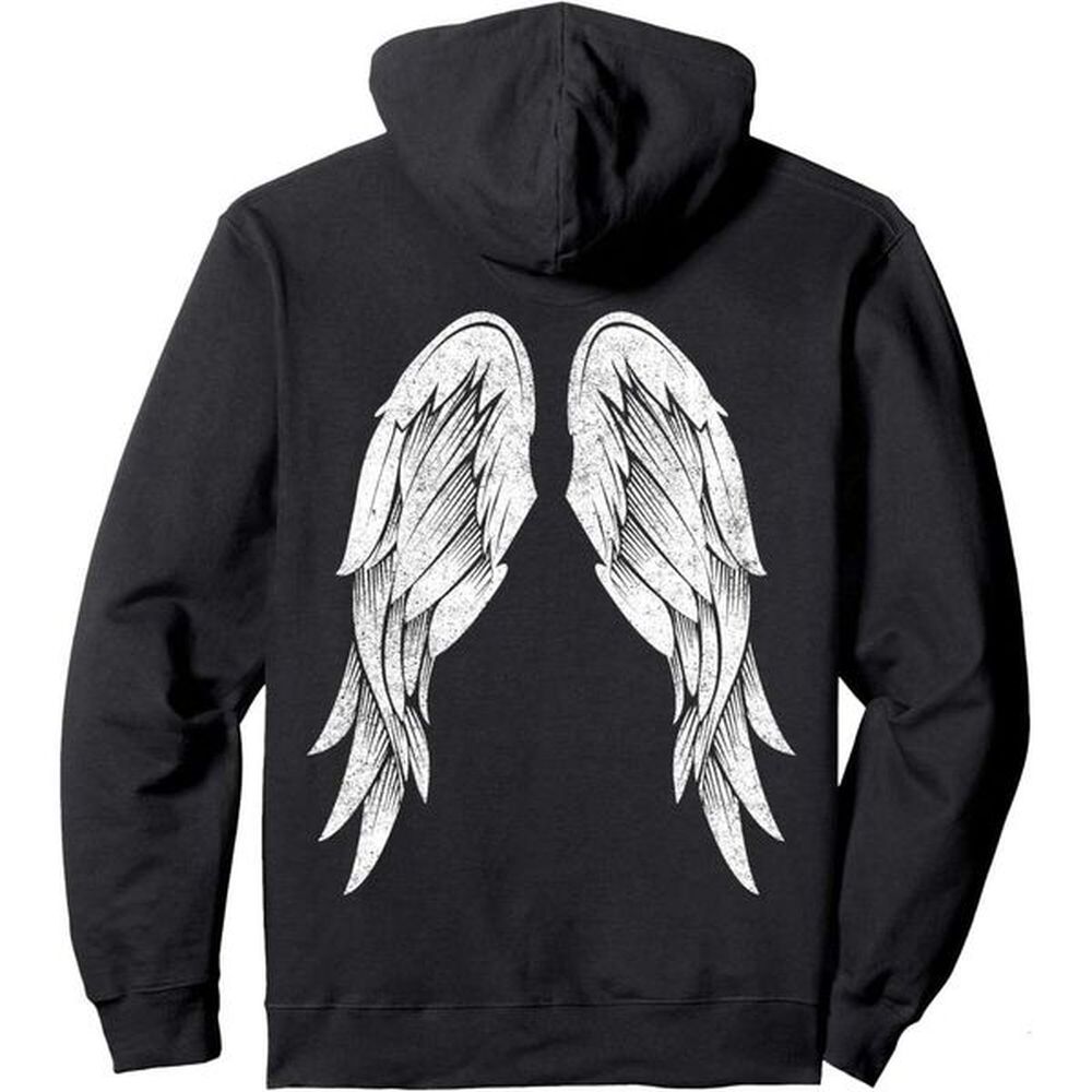 Hoodie for Mens Womens Side Angel Wings Back Print Pullover Hoodie Graphic Hoodies sweatshirt Pullover Long Sleeve size s-2xl