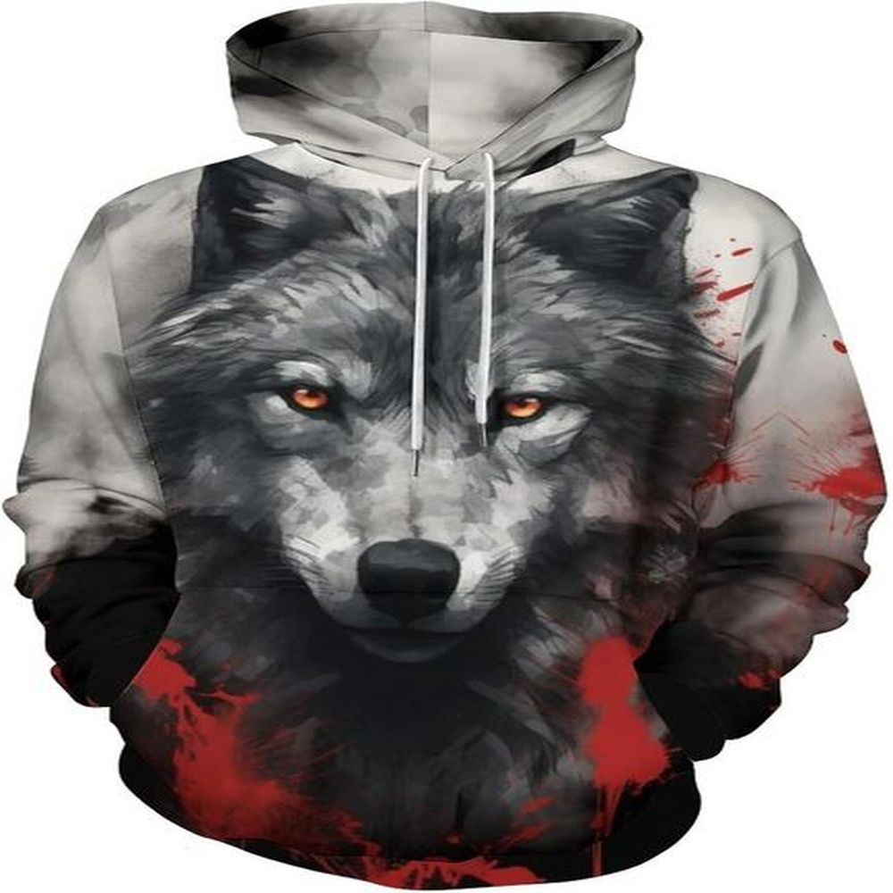 Hoodie for Mens Womens Unisex Retro Wolf Hoodie 3D Colorful Animal Pattern Novelty Sweatshirt Hoodie Graphic Hoodies sweatshirt Pullover Lon