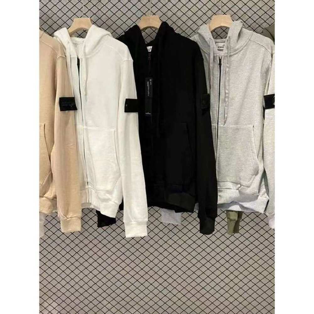 Hoodie Stone Luxury Versatile Islande Brand High Street Armband Zipper Stone Cardigan Sweatshirt Mens Hooded Sports Jacket Cotton Coat