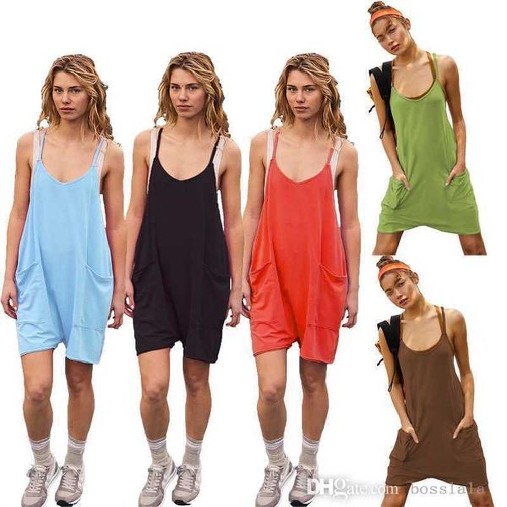 hot item womens designer jumpsuit summer casual multicolors pocket