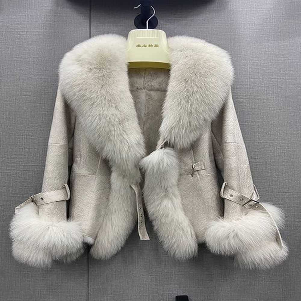hot sale women winter real fox fur collar coat skin