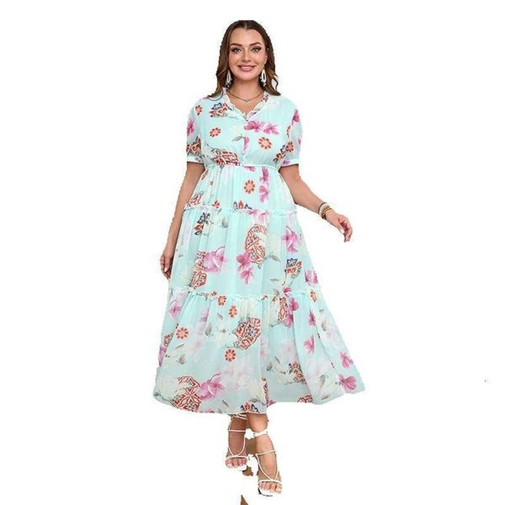 hot selling french socialite plus size dress with ruffled edges