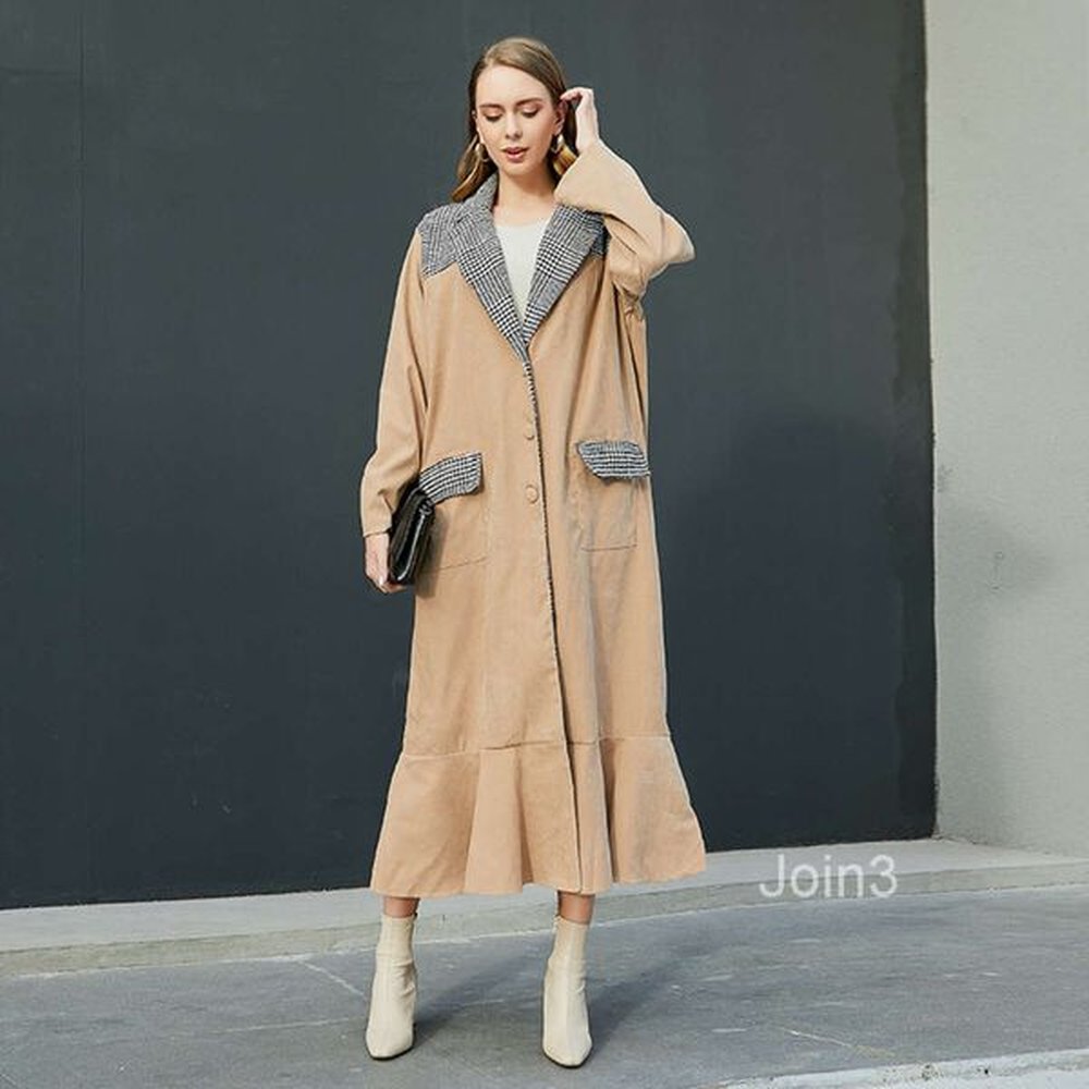 hot selling loose plus size outerwear with feminine temperament solid