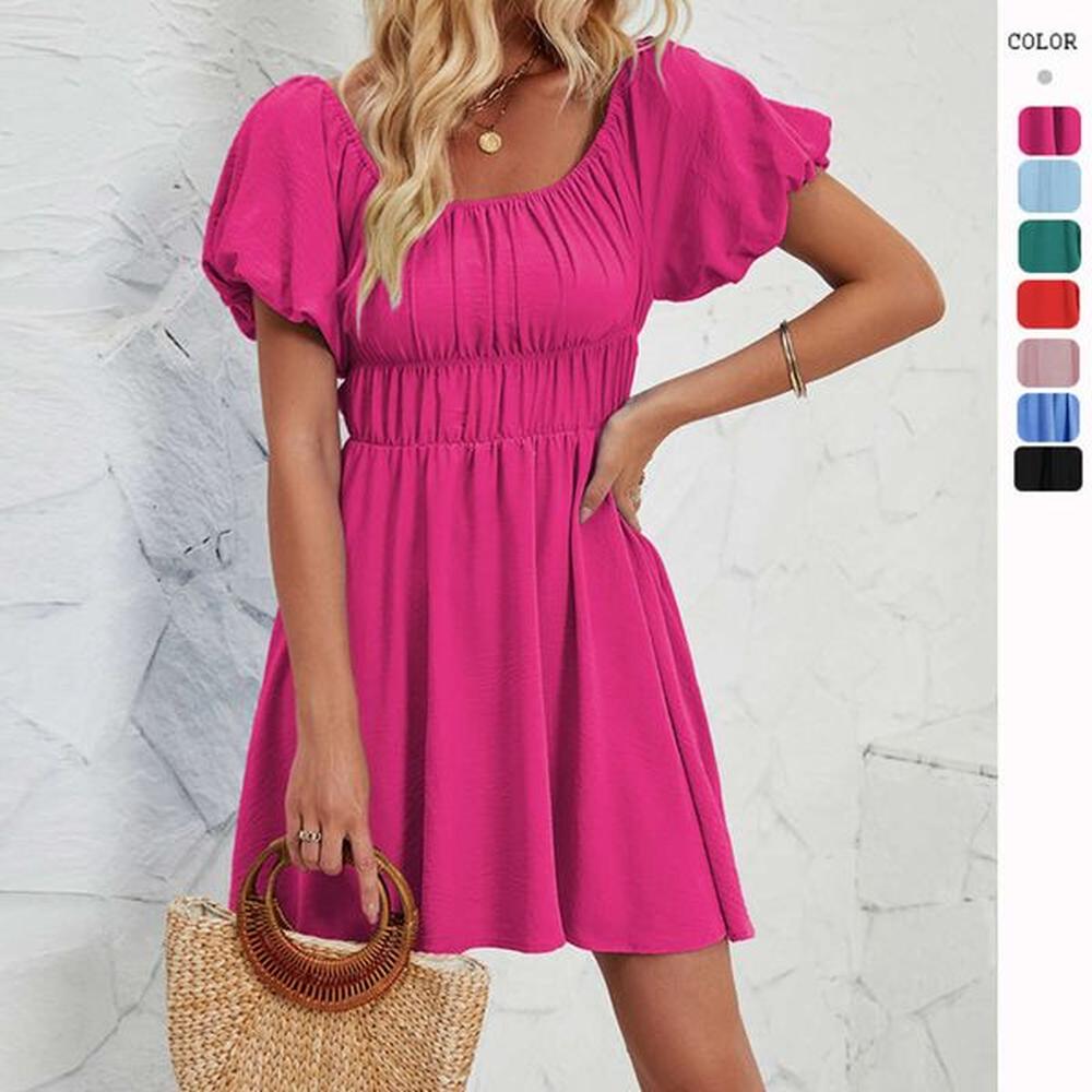 hot selling womens off shoulder doll dress short bubble sleeves