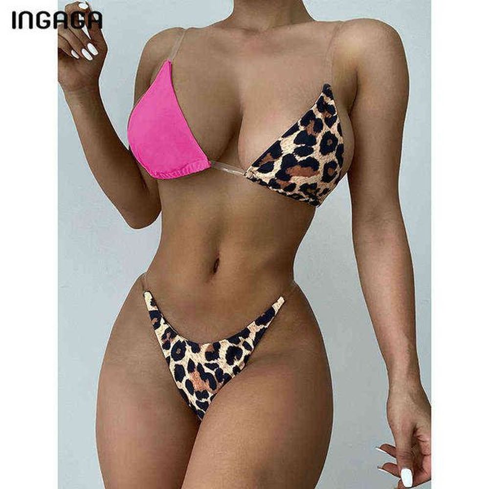 hot swimsuit ingaga sexy micro bikini leopard swimsuit patchwork swimwear