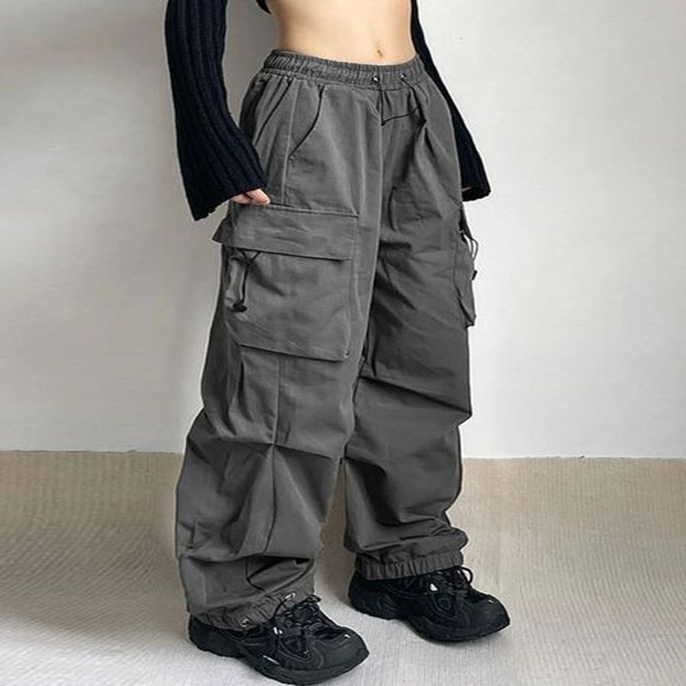houzhou harajuku oversized cargo parachute pant streetwear vintage yk hip