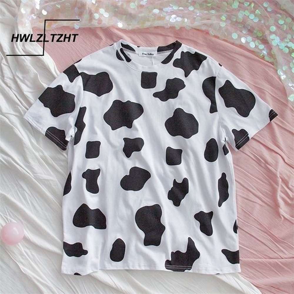 hwlzltzht cotton t shirt summer womens clothing large sizes cow