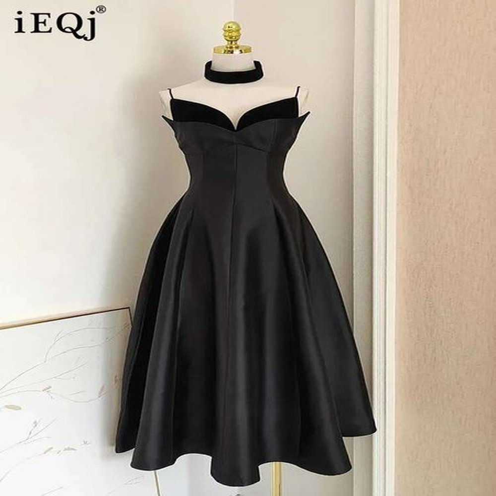 ieqj french womens veet patchwork sg dresses high waist slim