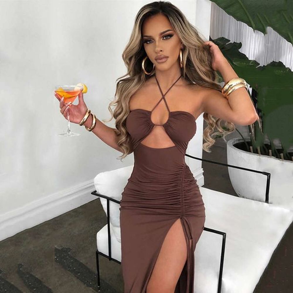 ins spring new sexy spicy girl high split wrinkle hanging