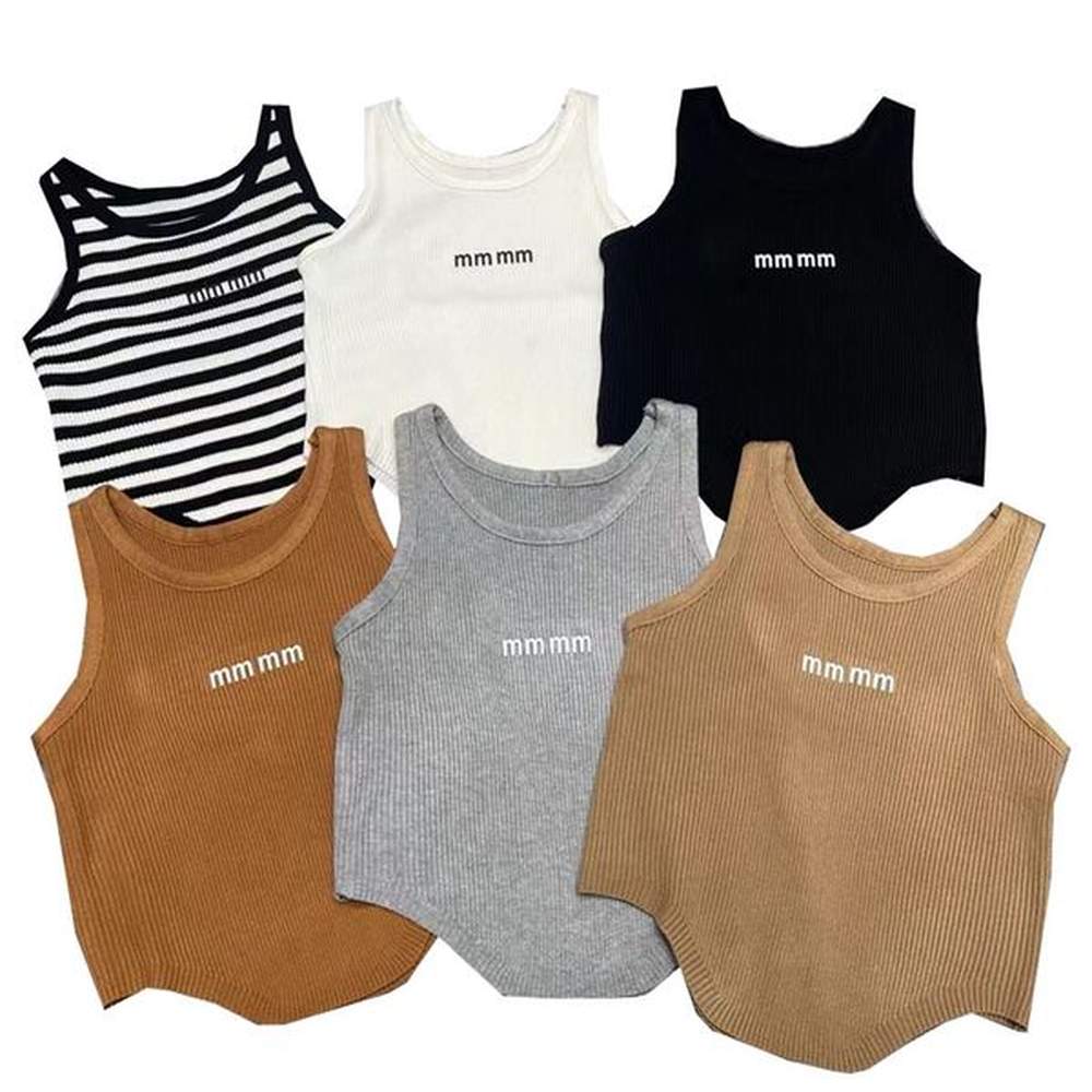 irregular tank top striped knitted vest for women sleeveless knits