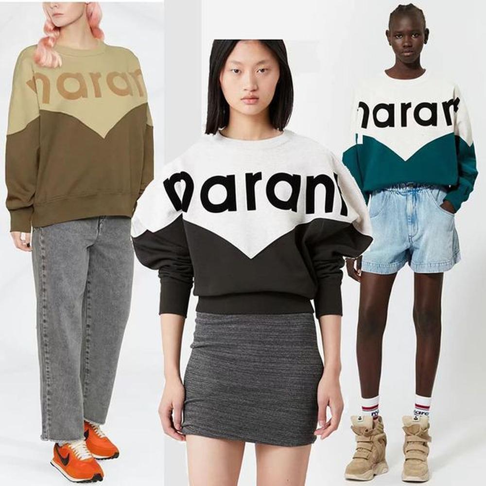 isab marants designer sweatshirts casual letter printing loose round neck