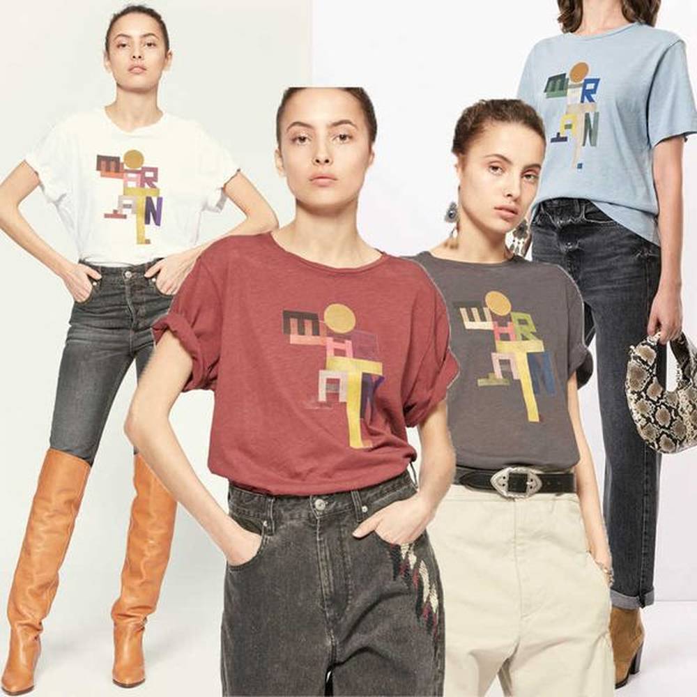 isabel marant women designer t shirt letter digital printing bamboo