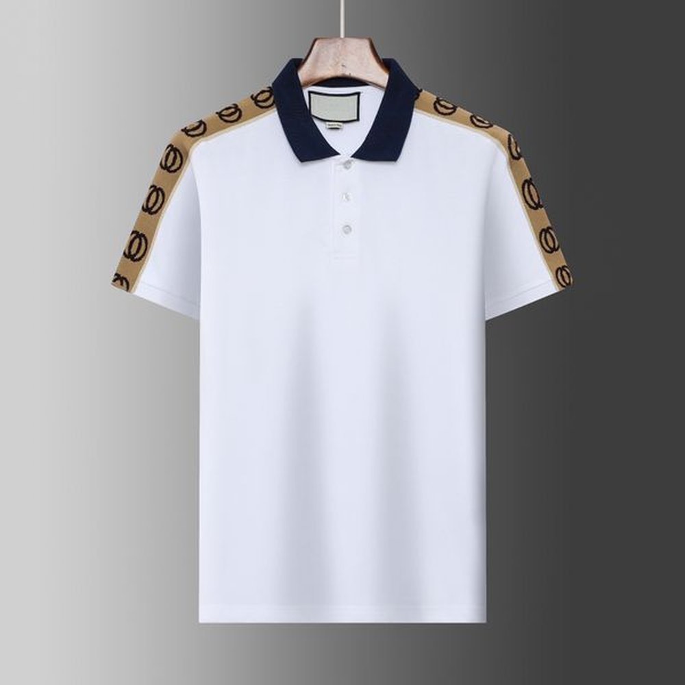 Italy Designer Polo Shirts Men Luxury Polo Casual T Shirt Snake Bee Print Embroidery Multi Fashion High Street Mens Ribbed Sleeves Split Hem