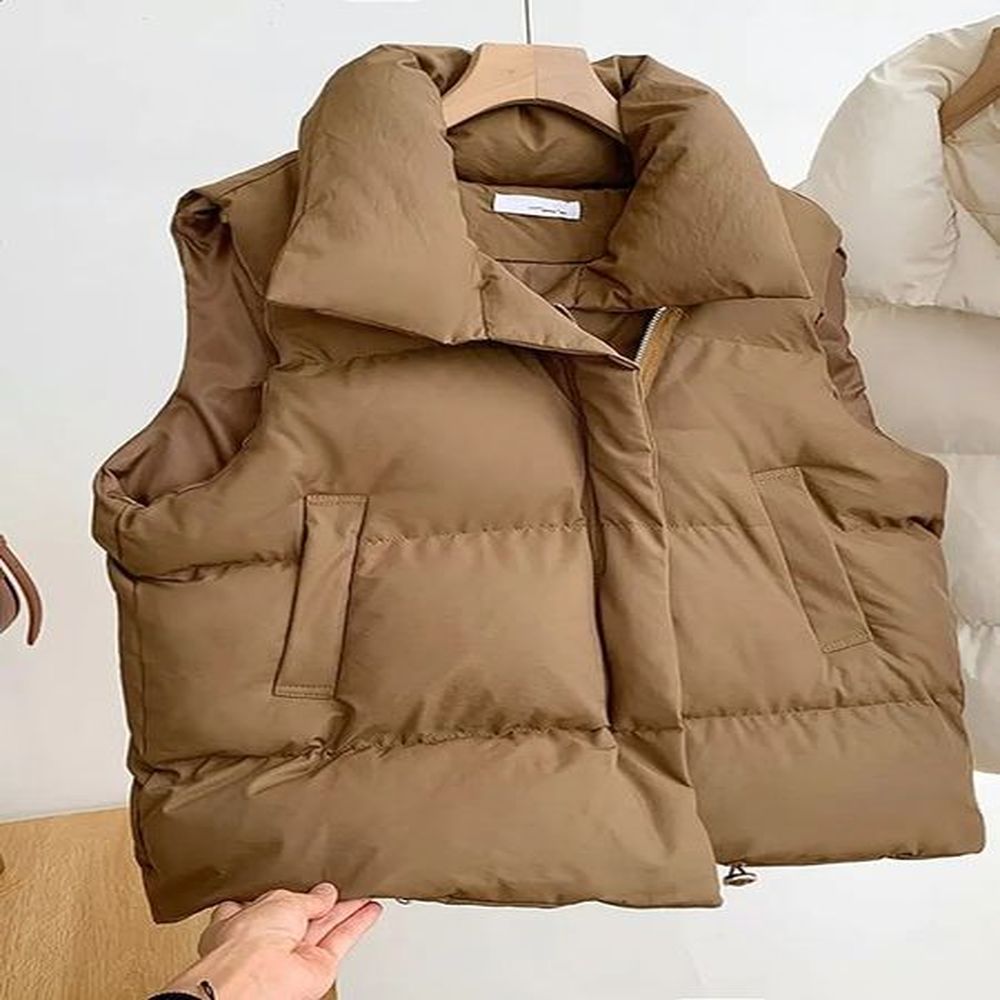 itolin womens casual loose thick jacket plain collar zipper solid