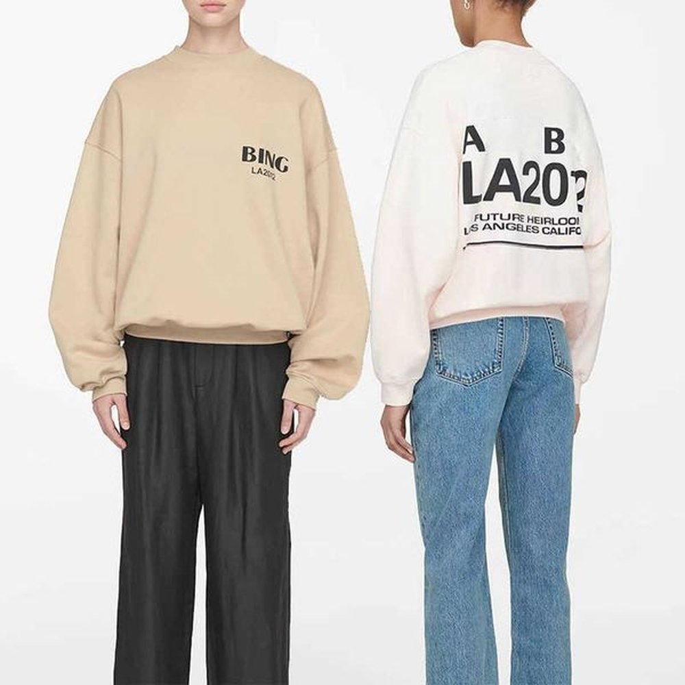 jaci women sweatshirt la letter print brushed round neck loose