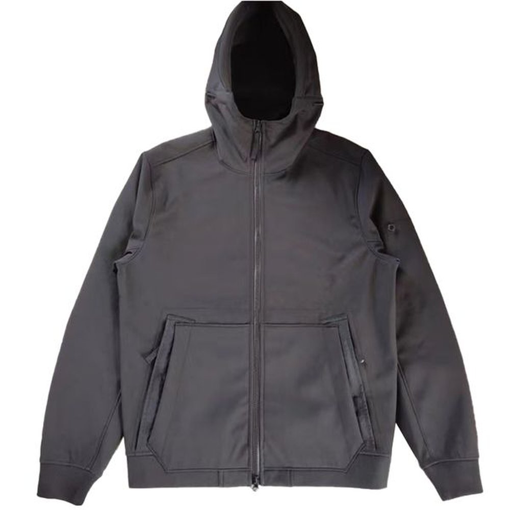 Jackets Mens Stones Autumn Island And Winter New Soft Shell Hooded Simple Solid Color Polar Fleece Leisure Sweater High Quality Spring Autum