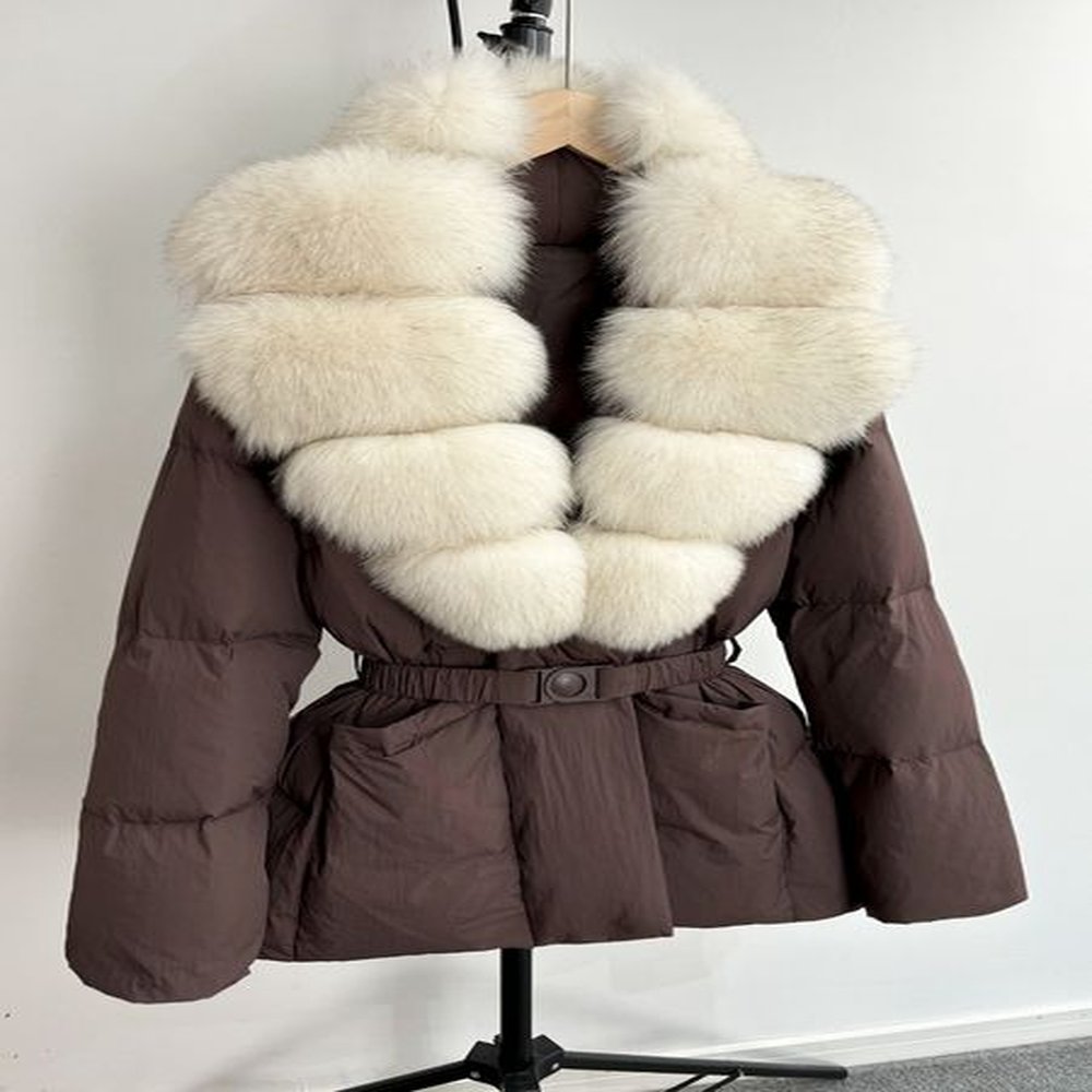 janveny huge natural real fox fur new winter women