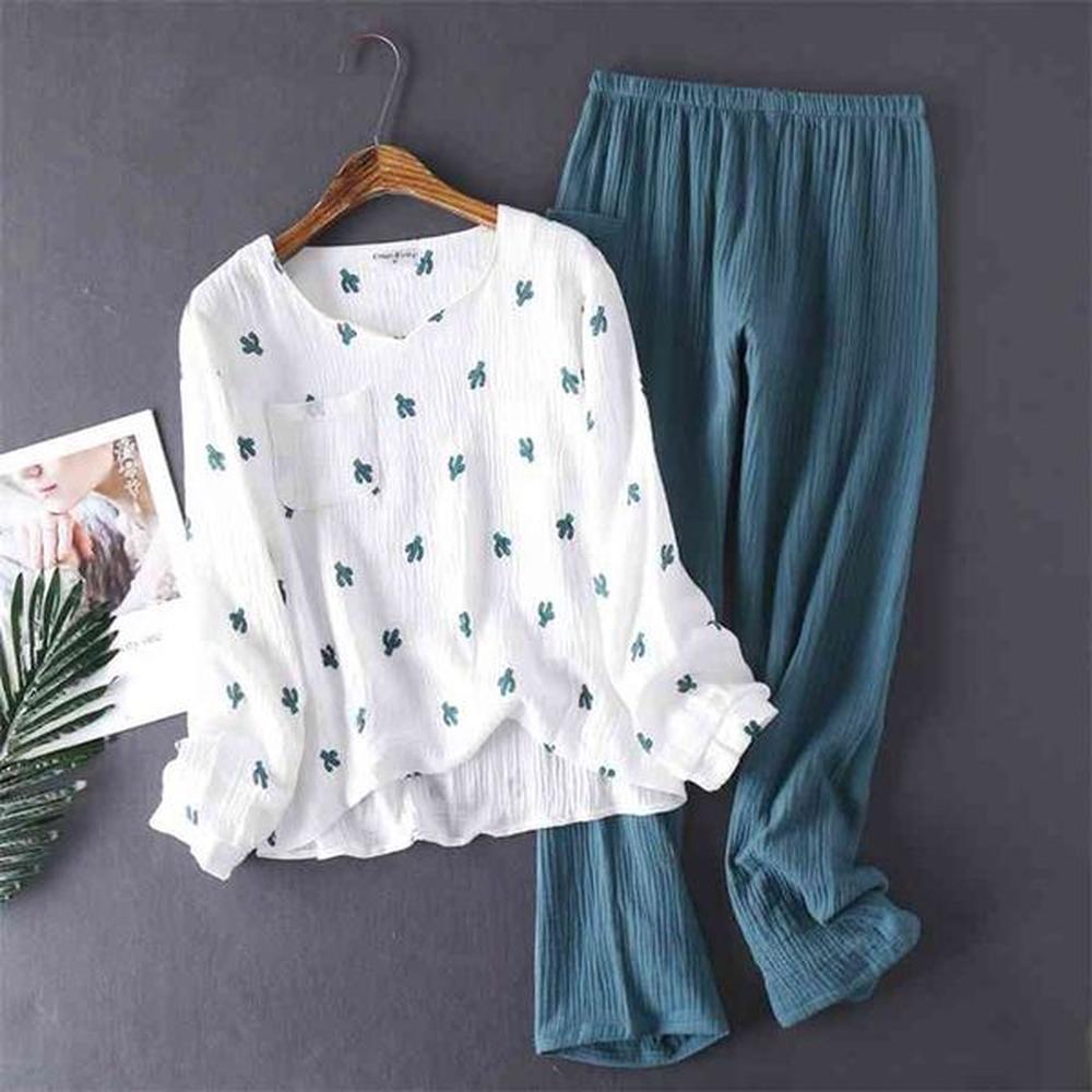 japanese style spring and autumn ladies cotton crepe cloth longsleeved
