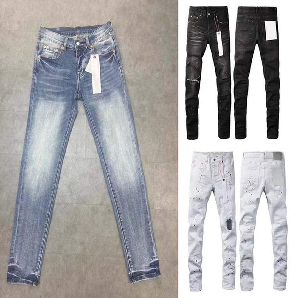 jeans for mens designer jeans pants jens Ripped Straight Regular Jeans Denim Long black jeans Straight Zipper Fly Long pants Hole for men bl