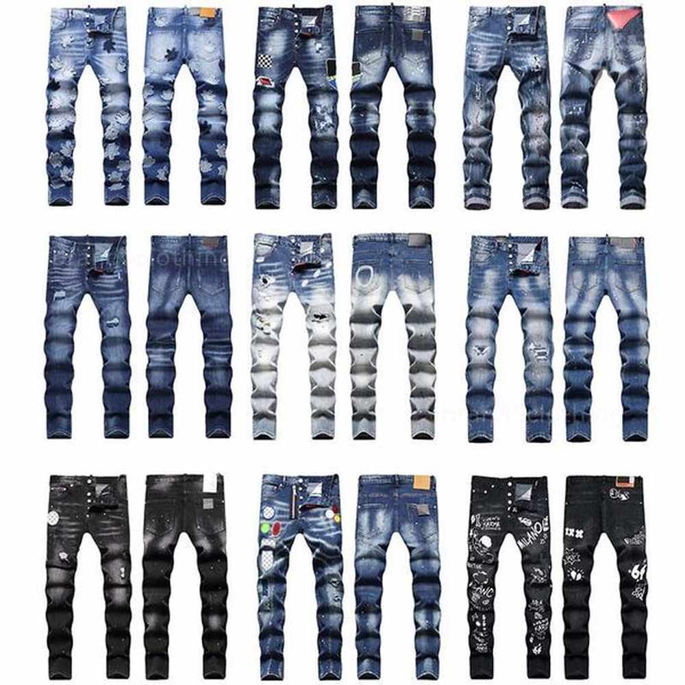 jeans for mens pants mens designer jeans Mens Jeans Slim Fit Elastic Embroidery Loose Long Womens Jean Pants Panelled Hip HOP Trousers desig