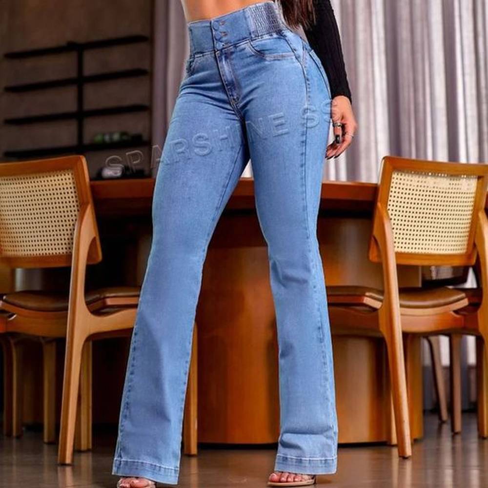 jeans for women fashion high waist long trousers slimming leg