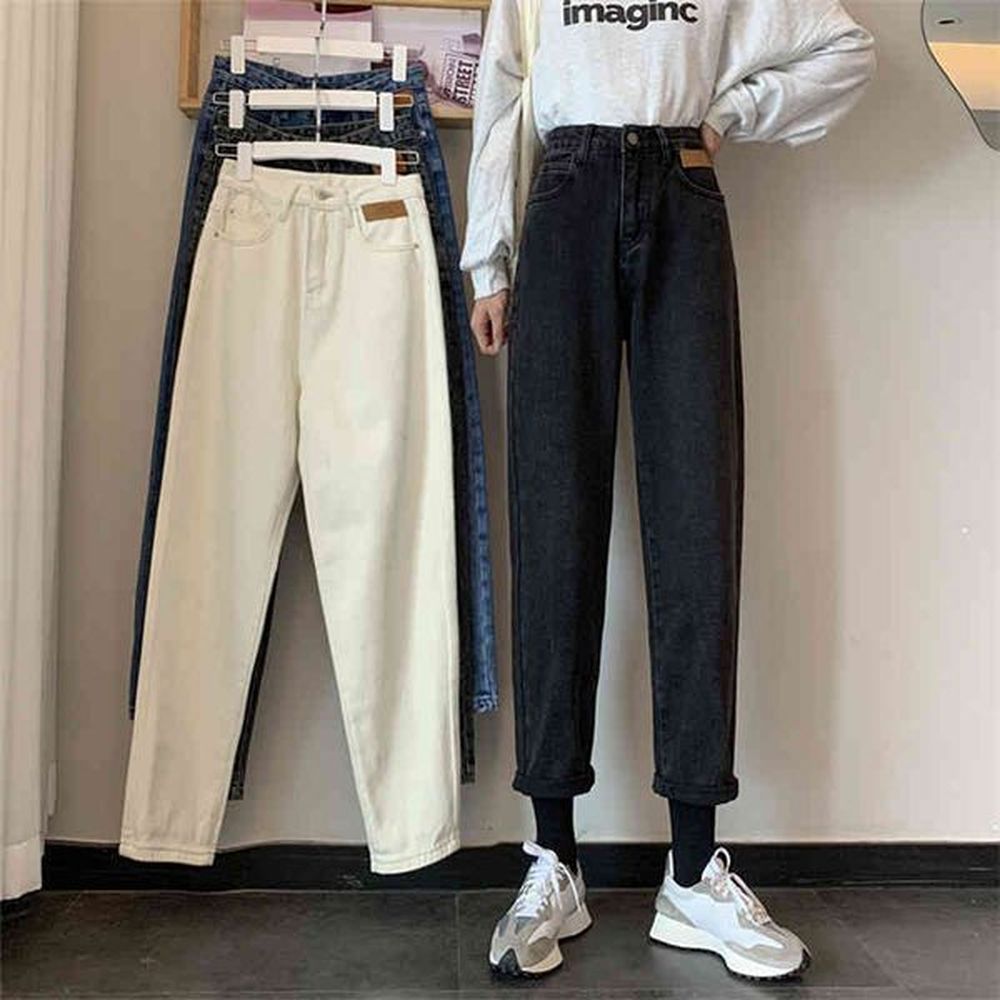 jeans korean new high waist thin harlan daddy loose
