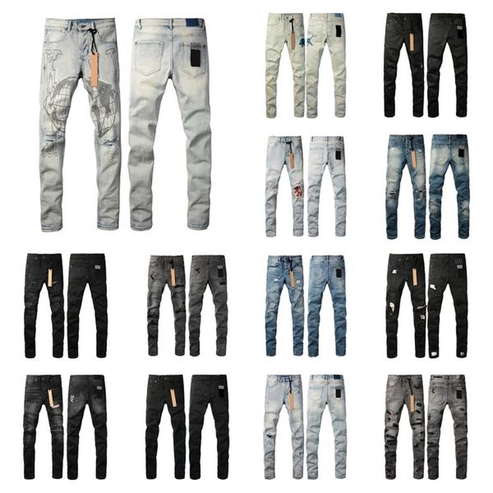 jeans mens jeans designer jeans for mens High Street Hip Hop Parker Vintage Ripped Jeans High quality